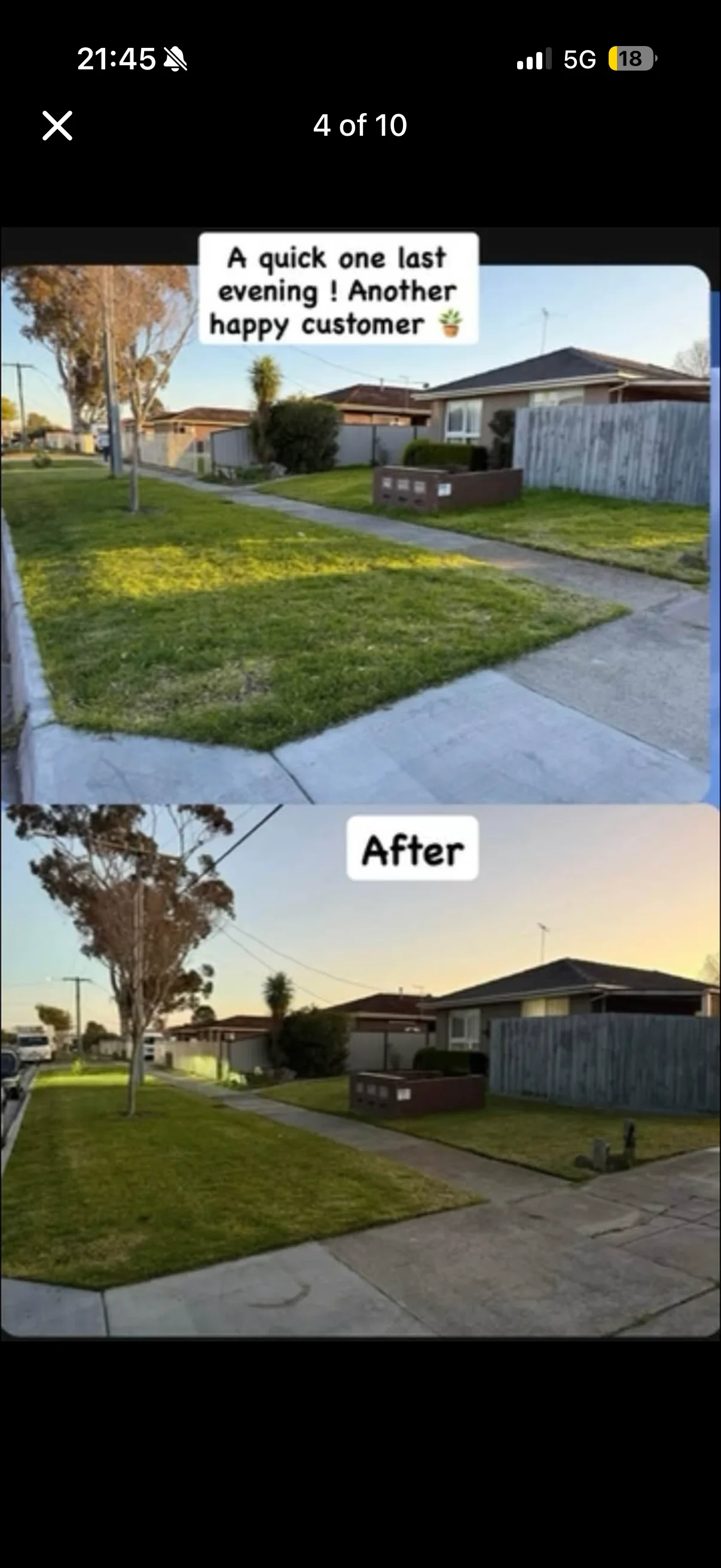 Lawn care before and after project